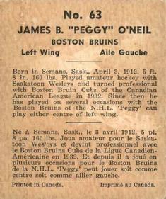 1937-38 World Wide Gum (V356) #63 Peggy O'Neil Back
