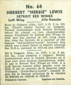 1937-38 World Wide Gum (V356) #64 Herbie Lewis Back