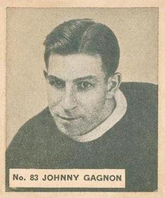 1937-38 World Wide Gum (V356) #83 Johnny Gagnon Front