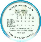 1962-63 Shirriff Coins #5 Carl Brewer Back