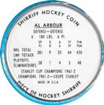 1962-63 Shirriff Coins #20 Al Arbour Back