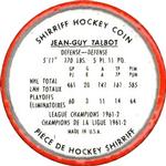 1962-63 Shirriff Coins #39 Jean-Guy Talbot Back