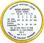 1962-63 Shirriff Coins #45 Doug Harvey Back