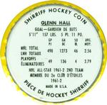 1962-63 Shirriff Coins #49 Glenn Hall Back