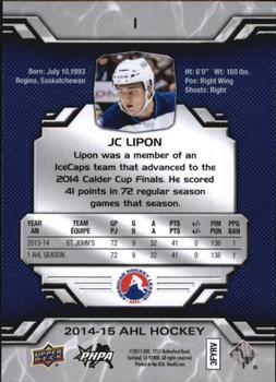 2014-15 Upper Deck AHL #1 J.C. Lipon Back