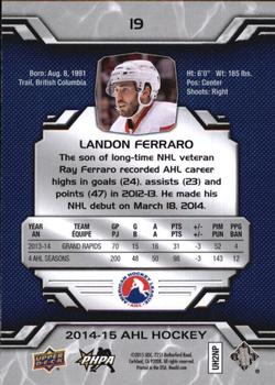 2014-15 Upper Deck AHL #19 Landon Ferraro Back