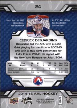 2014-15 Upper Deck AHL #24 Cedrick Desjardins Back