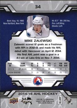 2014-15 Upper Deck AHL #34 Mike Zalewski Back