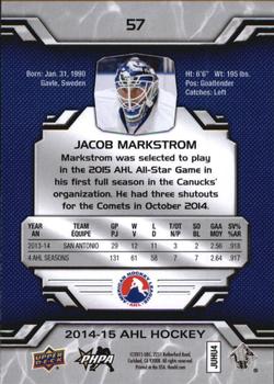 2014-15 Upper Deck AHL #57 Jacob Markstrom Back