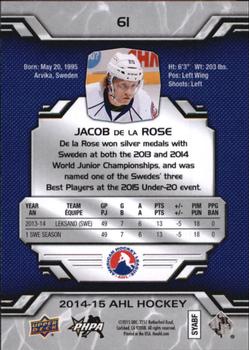 2014-15 Upper Deck AHL #61 Jacob de la Rose Back