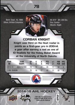 2014-15 Upper Deck AHL #78 Corban Knight Back