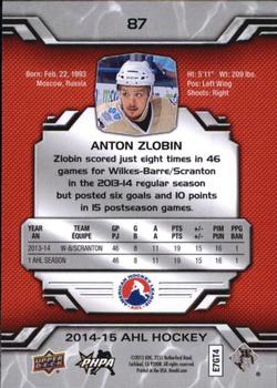 2014-15 Upper Deck AHL #87 Anton Zlobin Back