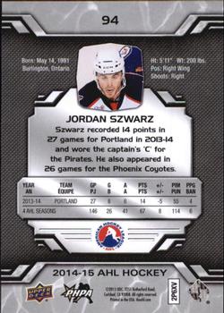 2014-15 Upper Deck AHL #94 Jordan Szwarz Back