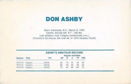 1975-76 Toronto Maple Leafs #NNO Don Ashby Back