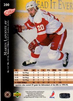 1995-96 Upper Deck - Electric Ice #200 Martin Lapointe Back