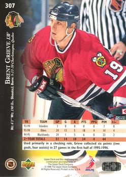 1995-96 Upper Deck - Electric Ice #307 Brent Grieve Back