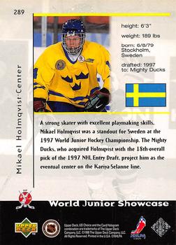 1998-99 UD Choice - Choice Reserve #289 Mikael Holmqvist Back