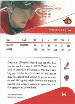 2003-04 In The Game Toronto Star #66 Marian Hossa Back