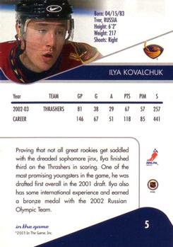 2003-04 In The Game Toronto Star #5 Ilya Kovalchuk Back