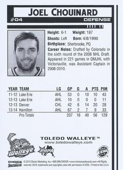 2014-15 Choice Toledo Walleye (ECHL) #4 Joel Chouinard Back