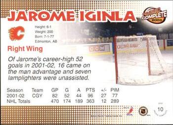 2002-03 Pacific Crown Royale - 2002-03 Pacific Complete #10 Jarome Iginla Back