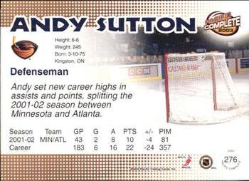 2002-03 Pacific Crown Royale - 2002-03 Pacific Complete #276 Andy Sutton Back