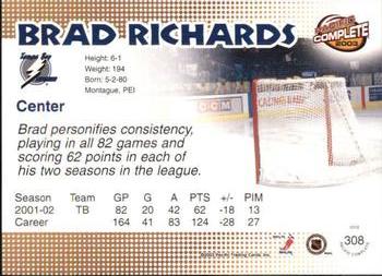 2002-03 Pacific Crown Royale - 2002-03 Pacific Complete #308 Brad Richards Back
