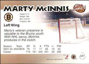 2002-03 Pacific Crown Royale - 2002-03 Pacific Complete #347 Marty McInnis Back