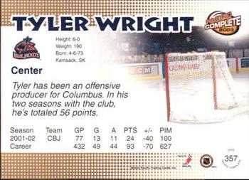 2002-03 Pacific Crown Royale - 2002-03 Pacific Complete #357 Tyler Wright Back