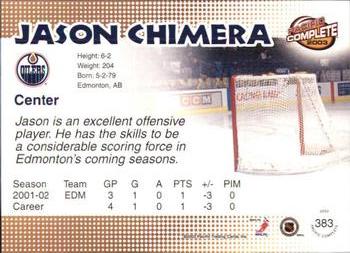 2002-03 Pacific Crown Royale - 2002-03 Pacific Complete #383 Jason Chimera Back