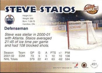 2002-03 Pacific Crown Royale - 2002-03 Pacific Complete #451 Steve Staios Back