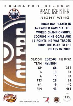 2003-04 Pacific Crown Royale - 2003-04 Pacific Complete #115 Brad Isbister Back