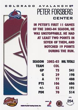 2003-04 Pacific Crown Royale - 2003-04 Pacific Complete #254 Peter Forsberg Back
