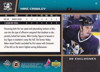 1998-99 Upper Deck Gold Reserve #8 Mike Crowley Back