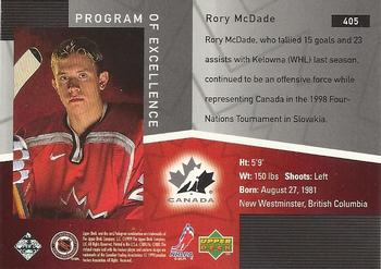 1998-99 Upper Deck Gold Reserve #405 Rory McDade Back