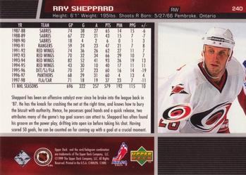 1998-99 Upper Deck Gold Reserve #240 Ray Sheppard Back