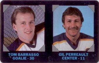 1985-86 7-Eleven NHL Collectors' Series #2 Tom Barrasso / Gil Perreault Front
