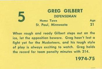 1974-75 Sioux City Musketeers (USHL) #2 Greg Gilbert Back