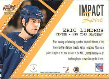 2002-03 Pacific - Impact Zone #8 Eric Lindros Back