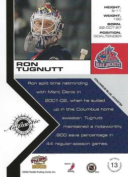 2002-03 Pacific - Jerseys #13 Ron Tugnutt Back