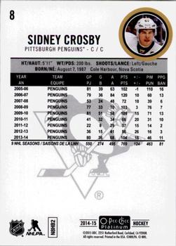 2014-15 O-Pee-Chee Platinum #8 Sidney Crosby Back