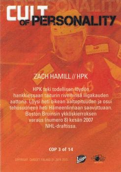 2014-15 Cardset Finland - Cult of Personality #COP3 Zach Hamill Back