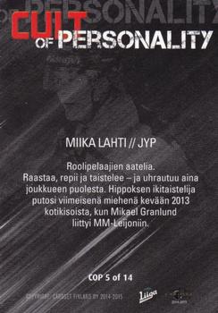 2014-15 Cardset Finland - Cult of Personality #COP5 Miika Lahti Back