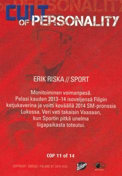 2014-15 Cardset Finland - Cult of Personality #COP11 Erik Riska Back