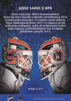 2014-15 Cardset Finland - Masks #MASKS2 Juuse Saros Back