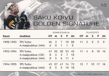 2004-05 Cardset Finland - Saku Koivu Golden Signature #1 Saku Koivu Back