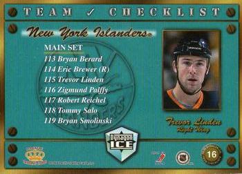 1998-99 Pacific Dynagon Ice - Team Checklists #16 Trevor Linden Back