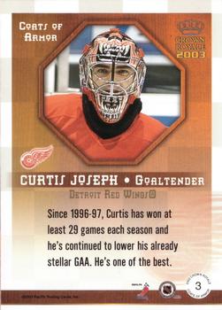 2002-03 Pacific Crown Royale - Coats of Armor #3 Curtis Joseph Back