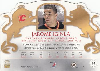 2002-03 Pacific Crown Royale - Red #14 Jarome Iginla Back