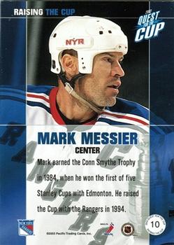 2002-03 Pacific Quest for the Cup - Raising the Cup #10 Mark Messier Back